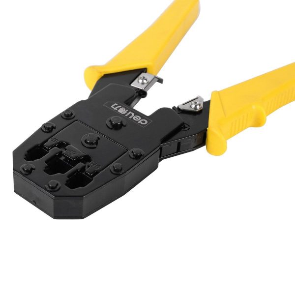 Ethernet Crimper 4/6/8P RJ45/RJ14/RJ12/RJ9 Deli Tools EDL2468 (yellow)