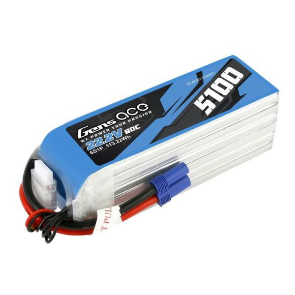 Battery GensAce 5100mAh 22.2V 80C 6S1P EC5