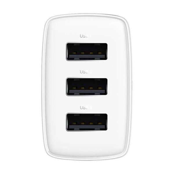 Baseus Compact Quick Charger, 3x USB, 17W (White)