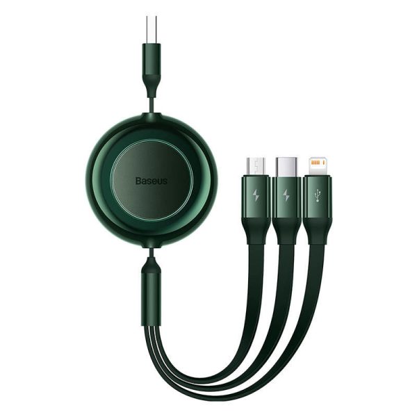 Baseus Bright Mirror 2, USB 3-in-1 cable for micro USB / USB-C / Lightning 3.5A 1.1m (Green)