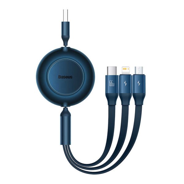 Baseus Bright Mirror 3, USB 3-in-1 cable for micro USB / USB-C / Lightning 66W / 2A 1.1m (Blue)