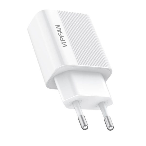 Wall charger VFAN E01, 1x USB, 2.4A (white)