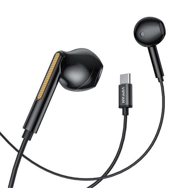 Wired in-ear headphones VFAN M11, USB-C (black)