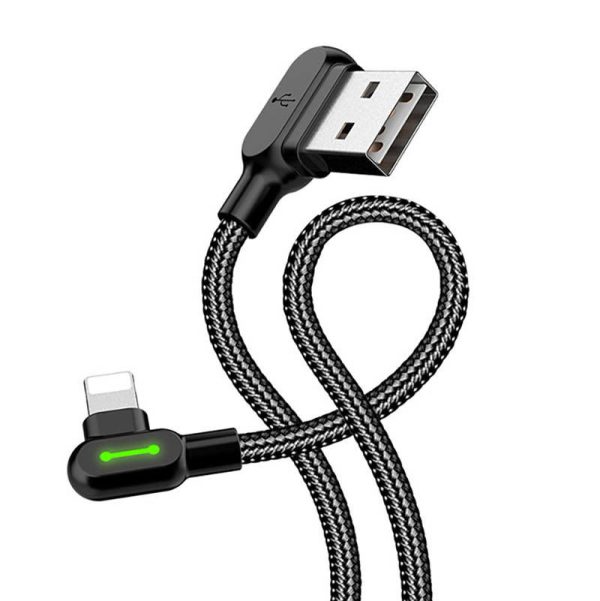 Angle USB Lightning Cable Mcdodo CA-4674 LED, 0.5m (Black)