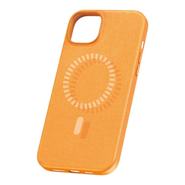 Magnetic Phone Case for iPhone 15 Plus Baseus Fauxther Series (Orange)