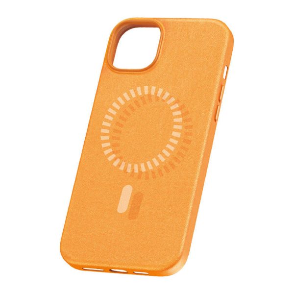 Magnetic Phone Case for iPhone 15 Pro Baseus Fauxther Series (Orange)