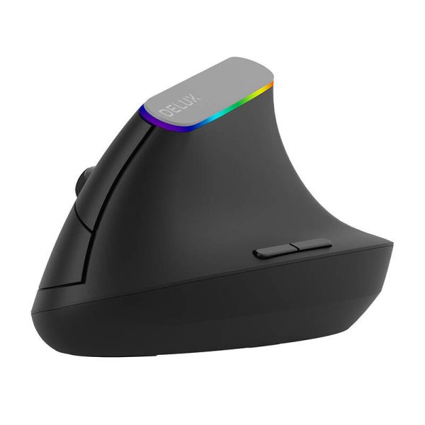 Wireless Vertical Mouse Delux M618C 2.4G 1600DPI RGB (black)