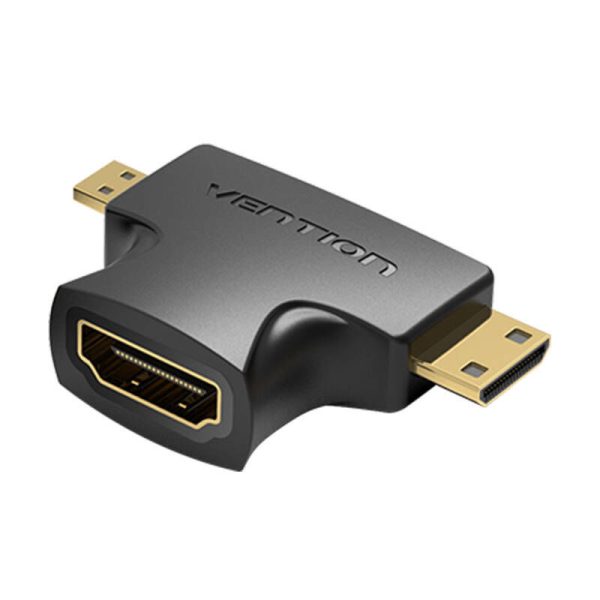 Adapter 2in1 HDMI to Micro/Mini HDMI Vention AGFB0 4K 30Hz (black)