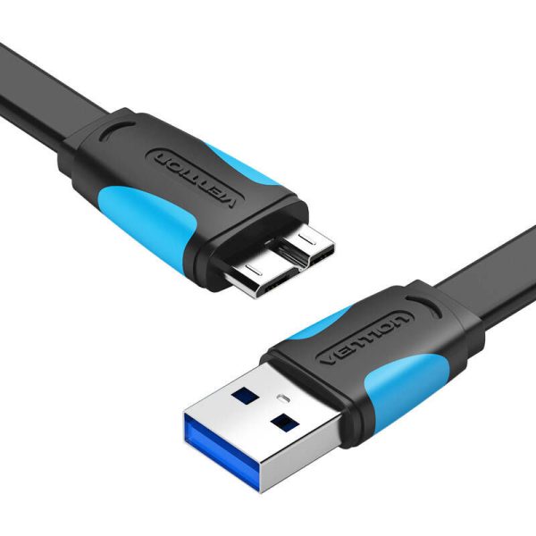 Flat USB 3.0 A to Micro-B cable Vention VAS-A12-B050 0.5m Black