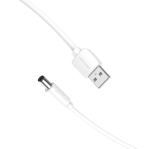 Power Cable USB 2.0 to DC 5.5mm Barrel Jack 5V Vention CEYWD 0,5m (white)