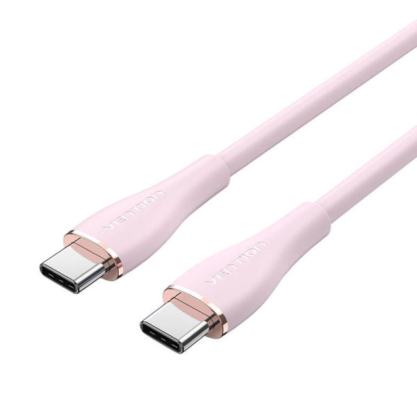 USB-C 2.0 to USB-C Cable Vention TAWPG 1.5m, PD 100W,  Pink Silicone