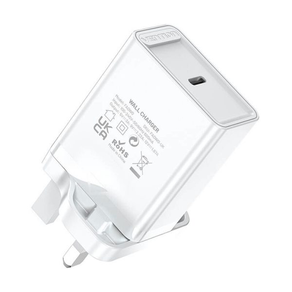 USB-C Wall Charger Vention FADW0-UK 20W UK White