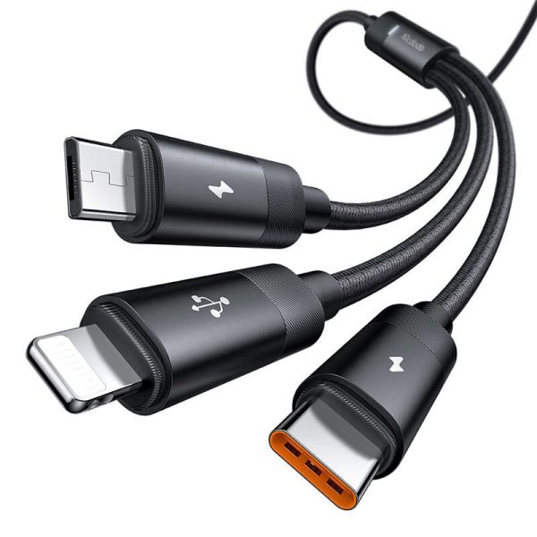 3in1 USB to USB-C / Lightning / Micro USB Cable, Mcdodo CA-5790, 3.5A, 1.2m (black)