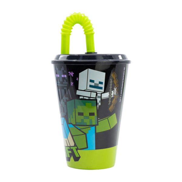 Water Cup with Straw for Kids STOR 40430 430 ml Minecraft (black)