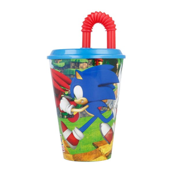 Water Cup with Straw for Kids STOR 40530 430 ml Sonic the Hedgehoh (blue&red)