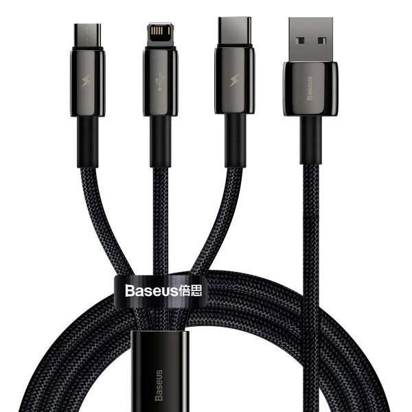 USB cable 3in1 Baseus Tungsten Gold, USB to micro USB / USB-C / Lightning, 3.5A, 1.5m (black)