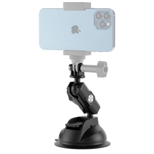 TELESIN Universal Suction Cup Holder with phone holder and action camera mounting TE-SUC-012