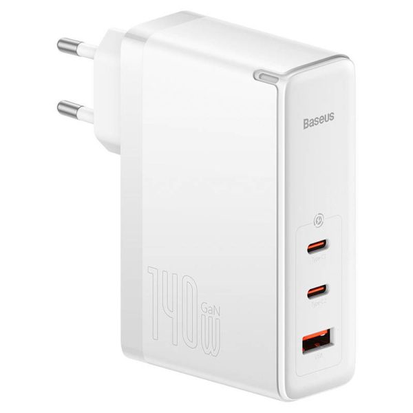 Wall charger Baseus GaN5 Pro 2xUSB-C + USB, 140W (white)