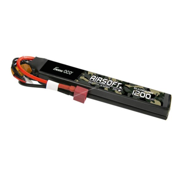 Gens Ace 25C 1200mAh 3S1P 11.1V Saddle Airsoft Gun Lipo Battery with T Plug