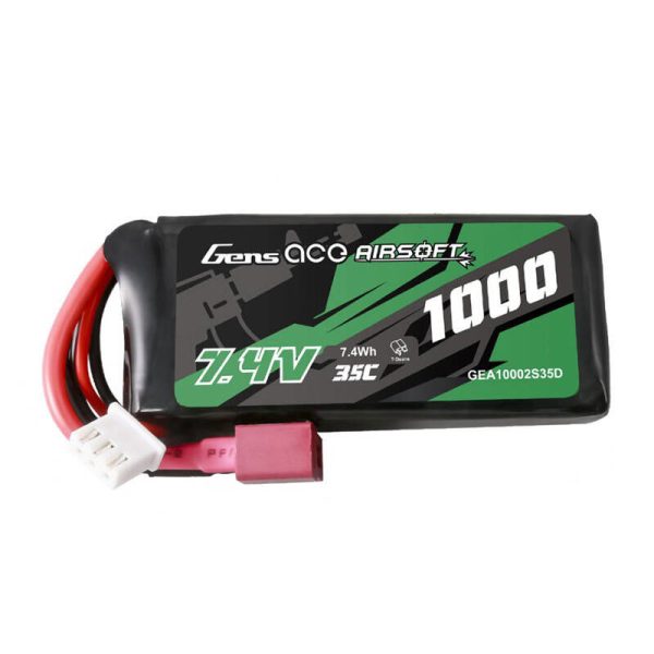 Gens ace 35C 1000mAh 2S1P 7.4V Airsoft Gun Lipo Battery with T Plug