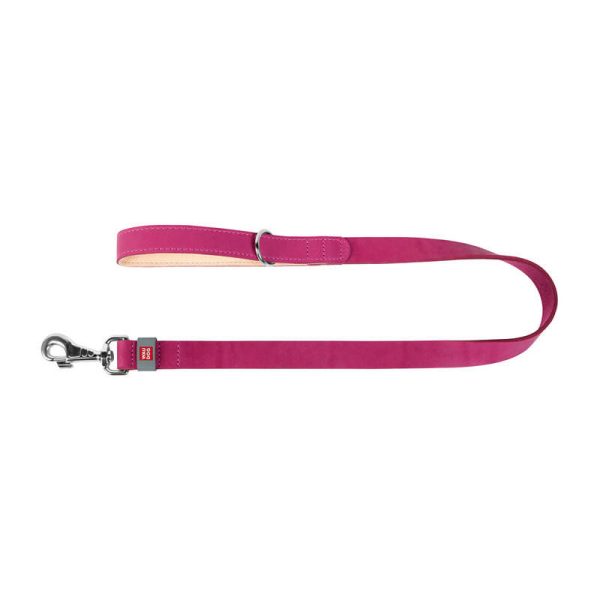 WAUDOG natural leather dog leash 20 mm wide, 122 cm long pink