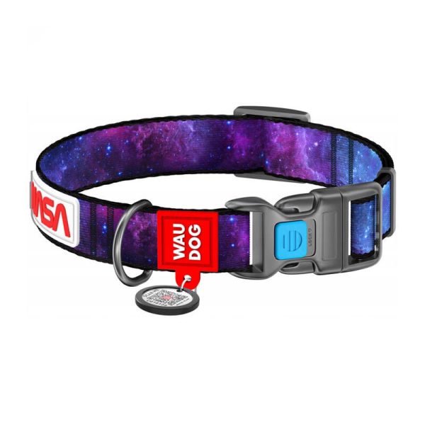 Waudog "NASA21" nylon dog collar with QR code, size s, width 15 mm