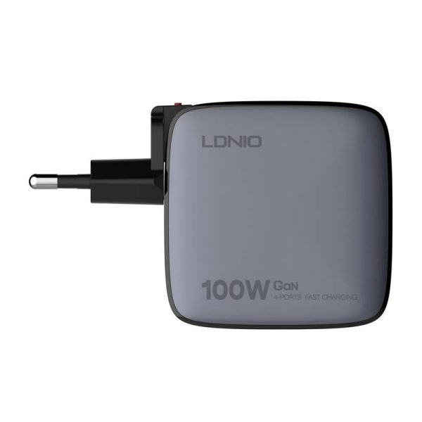 LDNIO Q408 100W USB-A + 3x USB-C mains charger (black)