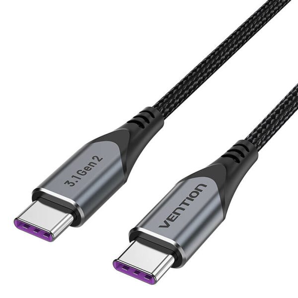 USB-C to USB-C 100W Vention TAHHD 5A 0.5m USB 3.1 Gen2 4K cable (gray)