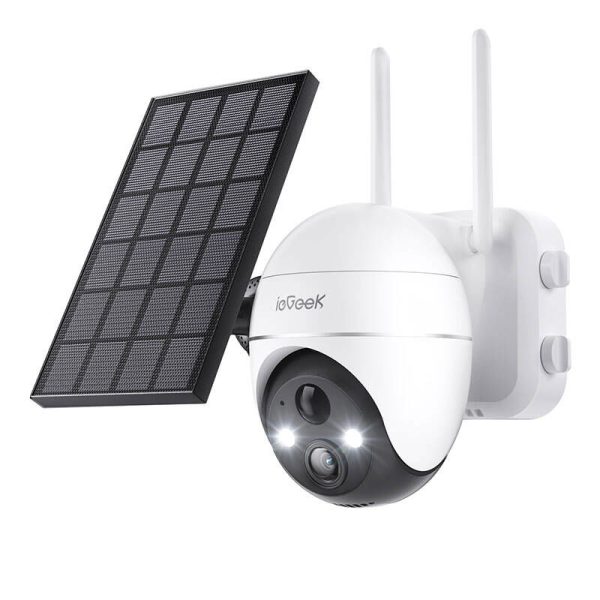 Wireless 5MP WiFi outdoor camera ieGeek ZS-GX4S white with solar panel