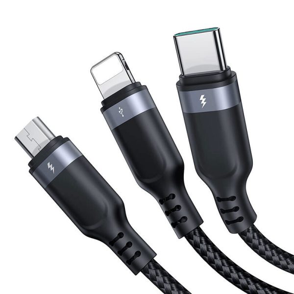 Cable Multi-Use Series 3w1 Joyroom USB-A - Lightning / USB-C / micro USB 1.2 m S-A18 (czarny)