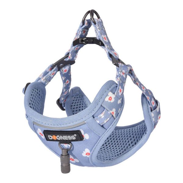 Dogness walking set leash 1,5m +harness for dog (light blue)