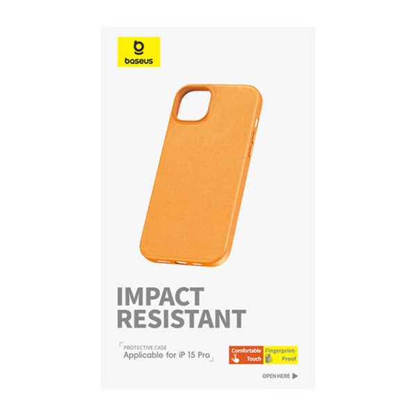 Phone Case for iPhone 15 ProMax Baseus Fauxther Series (Orange)