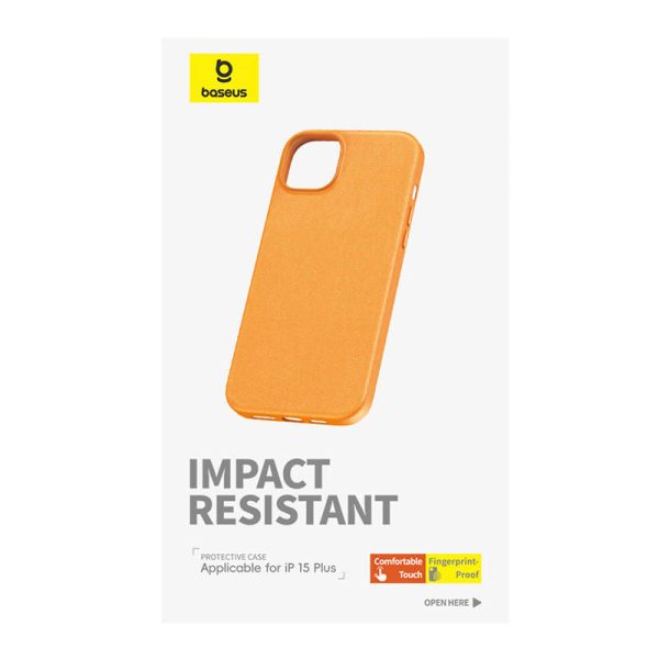 Phone Case for iPhone 15 Plus Baseus Fauxther Series (Orange)