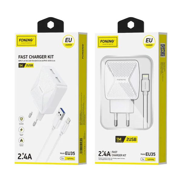 Charger Foneng EU35 2x USB-A with Lightning cable 2.4A