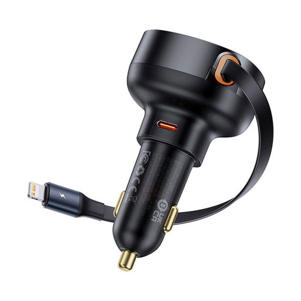 Car Charger Baseus Enjoyment Pro with lightning cable + USB-C , 55W (black)