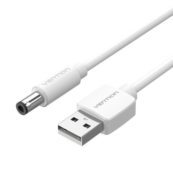 Power Cable USB 2.0 to DC 5.5mm Barrel Jack 5V Vention CEYWD 0,5m (white)