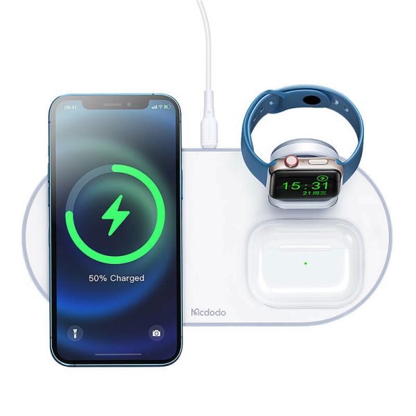 Wireless Charger Mcdodo CH-7060 3 in 1 15W (mobile/TWS/Apple watch) (white)