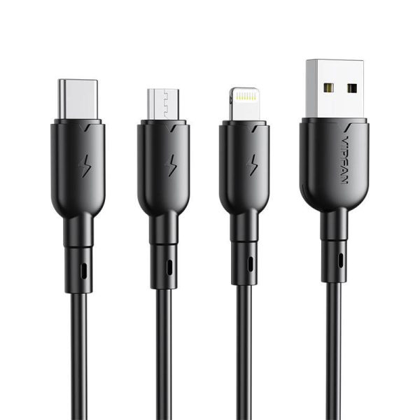 USB to USB-C cable VFAN Colorful X11, 3A, 1m (black)