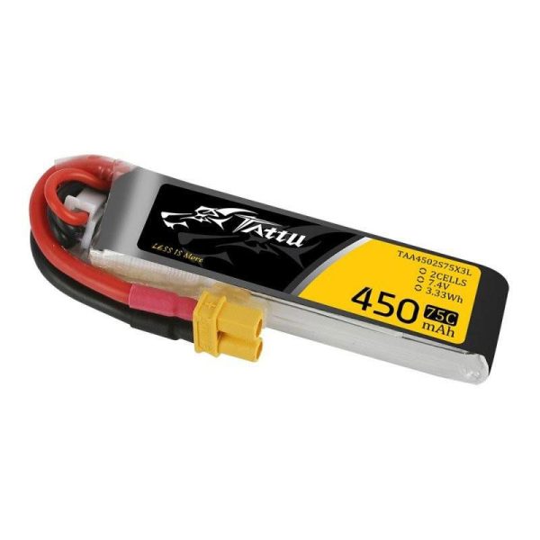 Battery Tattu 450mAh 7.4V 75C 2S1P Long XT30