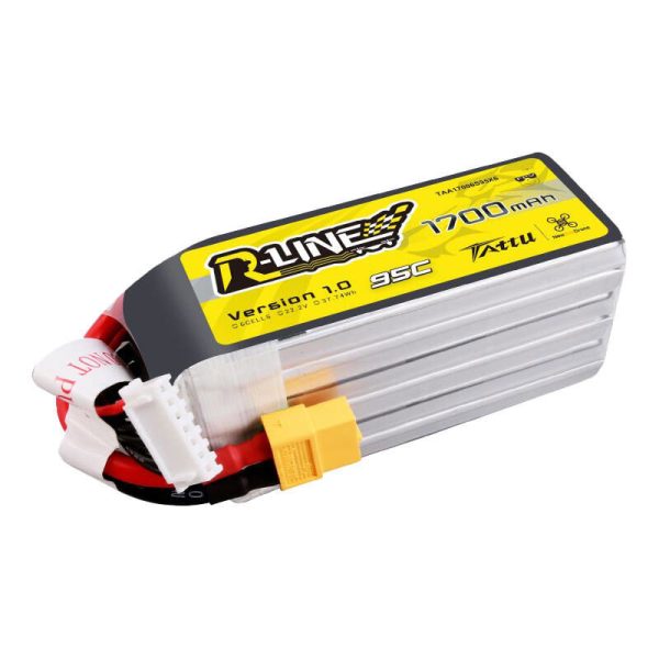 Tattu R-Line 22.2V 1700mAh 6S 95C Lipo Battery with XT60 Plug