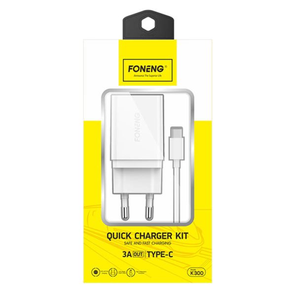 Fast charger Foneng 1x USB K300 + USB to USB-C cable