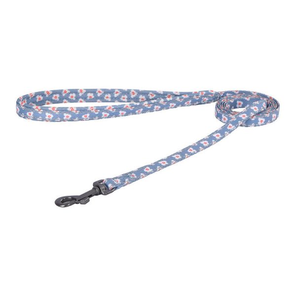 Dogness walking set leash 1,5m +harness for dog (light blue)