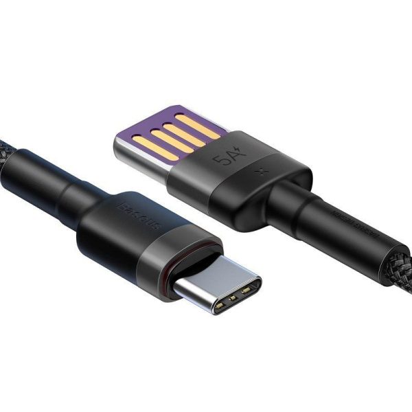 Baseus Cafule USB-C Kabel Huawei SuperCharge, QC 3.0, 5A 1m (Zwart + Grijs)