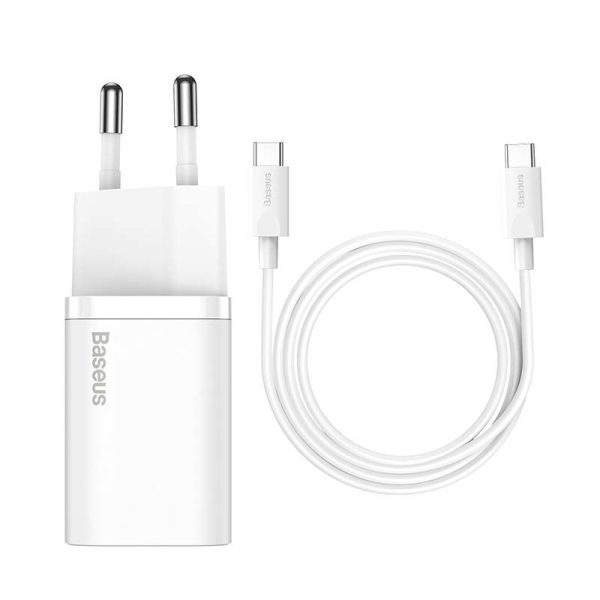 Baseus 25W Super Si Quick USB-C Charger with 1m USB-C Cable (White)