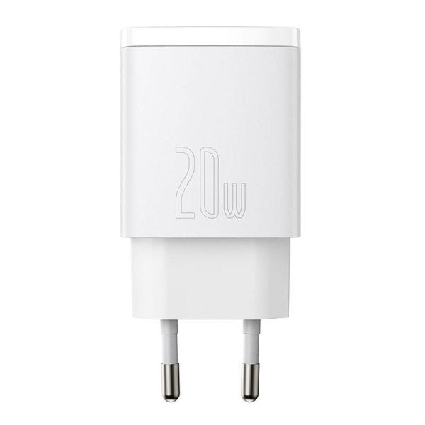 Baseus 20W Compact Quick USB and USB-C Charger (White)