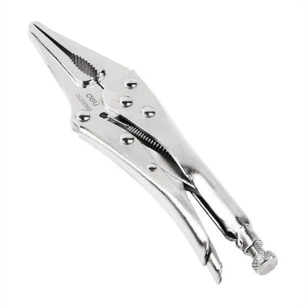 Deli Tools EDL20015B 9" Silver Long Nose Locking Pliers