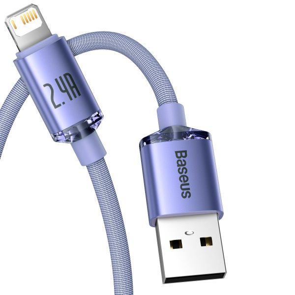 Baseus Crystal Shine USB to Lightning Cable, 2.4A, 1.2m (Purple)