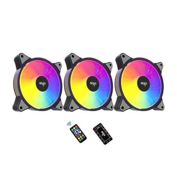 Aigo AR12 ARGB 120x120 3-in-1 Computer Fan Set (Black)