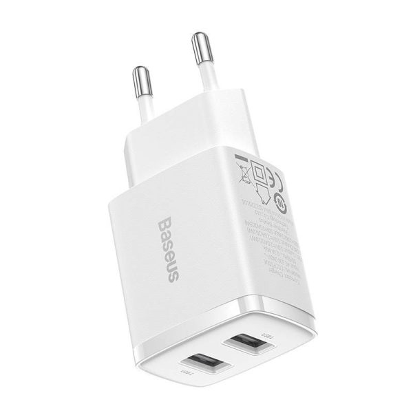 Baseus 10.5W Compact 2-Port Quick Charger (White)