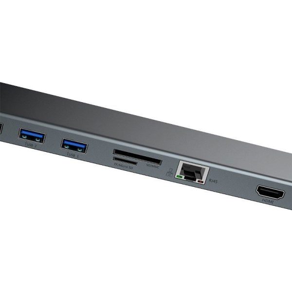 Baseus Enjoyment Series Multi-functional Type-C intelligent HD HUB（PD/HD4K*2/VGA/RJ45/SD/TF/USB*3/Audio*1/Stand)Dark gray